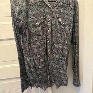 Cinch Red and Black Button Down Shirt